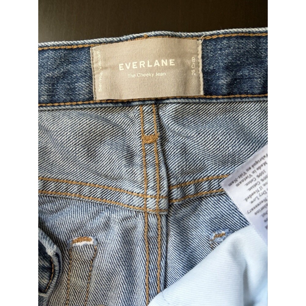 Everlane Cheeky Jeans 90s size 26 Crop High Rise Straight Leg Button Fly Denim - Picture 2 of 9